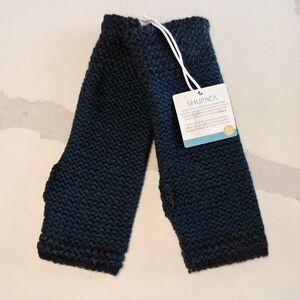 Shupaca Alpaca Knit Arm Warmers Fingerless Gloves Navy Blue NWT